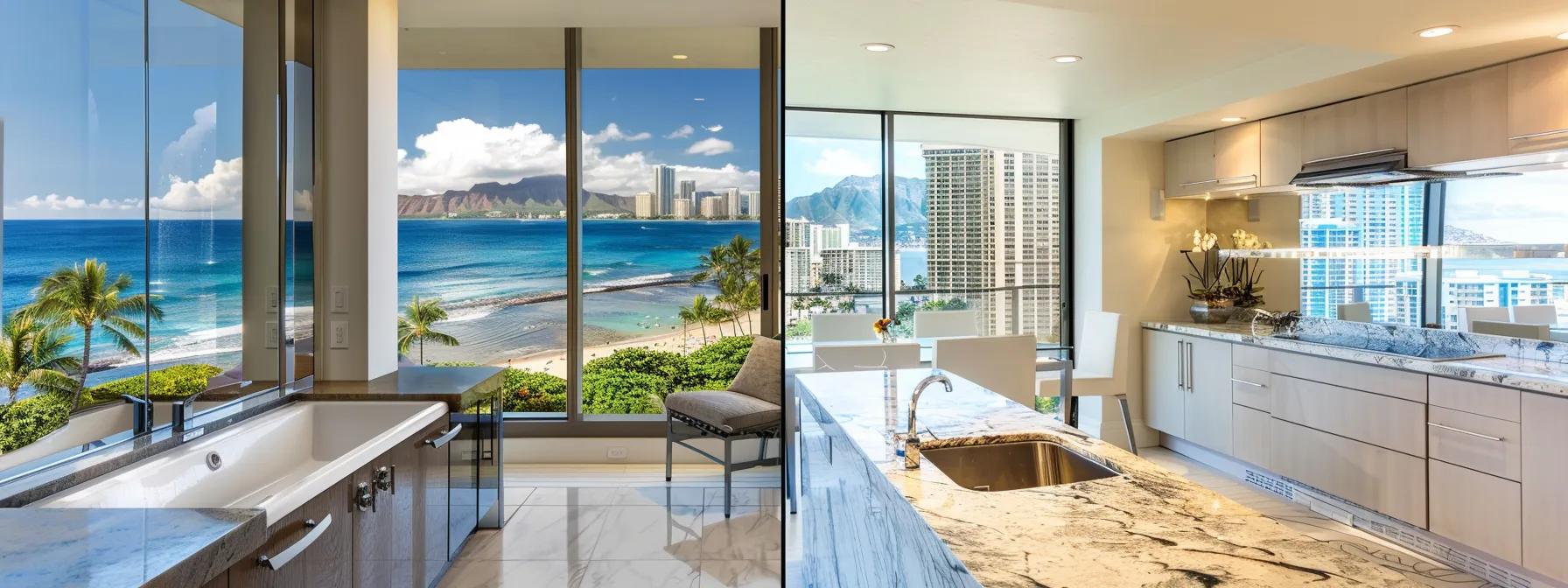 a serene waikiki kitchen, bathed in warm natural light, showcases sparkling clean drains with a gleaming stainless steel drain screen prominently displayed, emphasizing the theme of effective home maintenance and plumbing care.